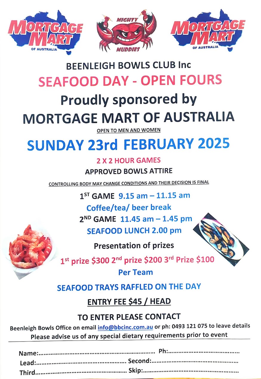 Seafood Day Open Fours flyer