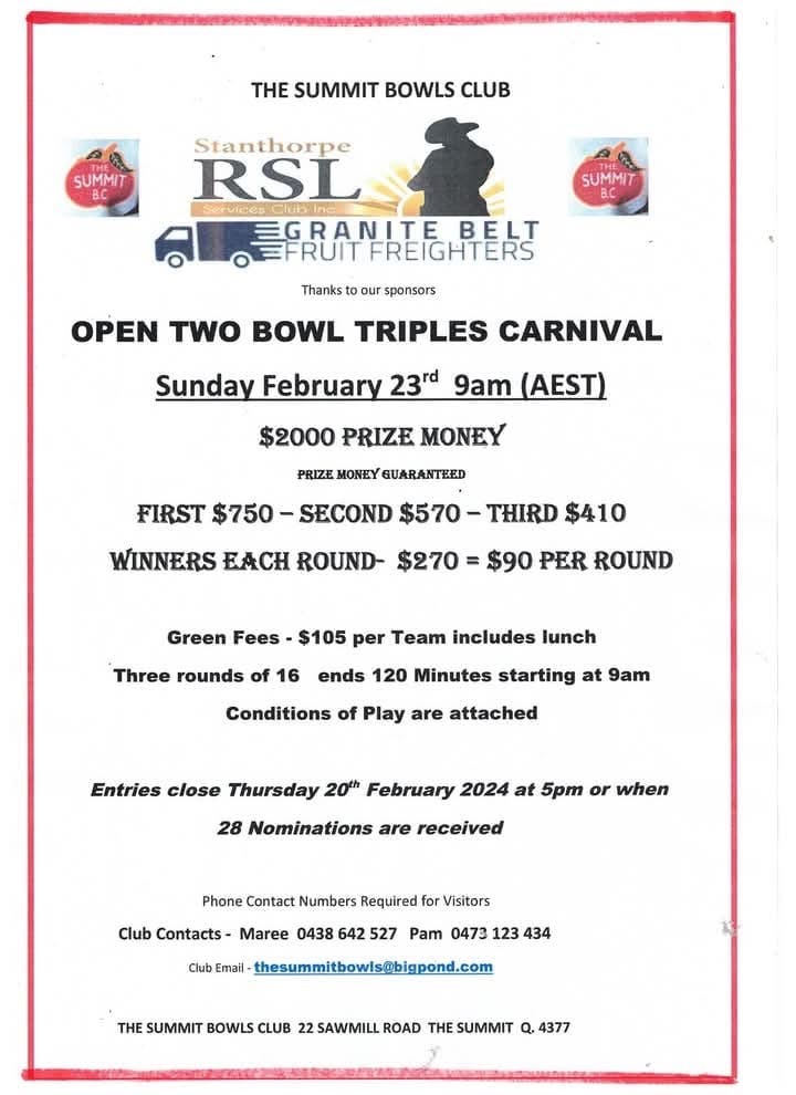 Open Two Bowl Triples Carnival