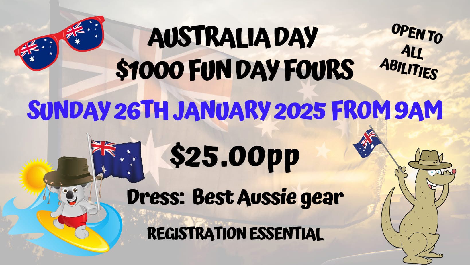 Australia Day $1000 Fun Day Fours flyer