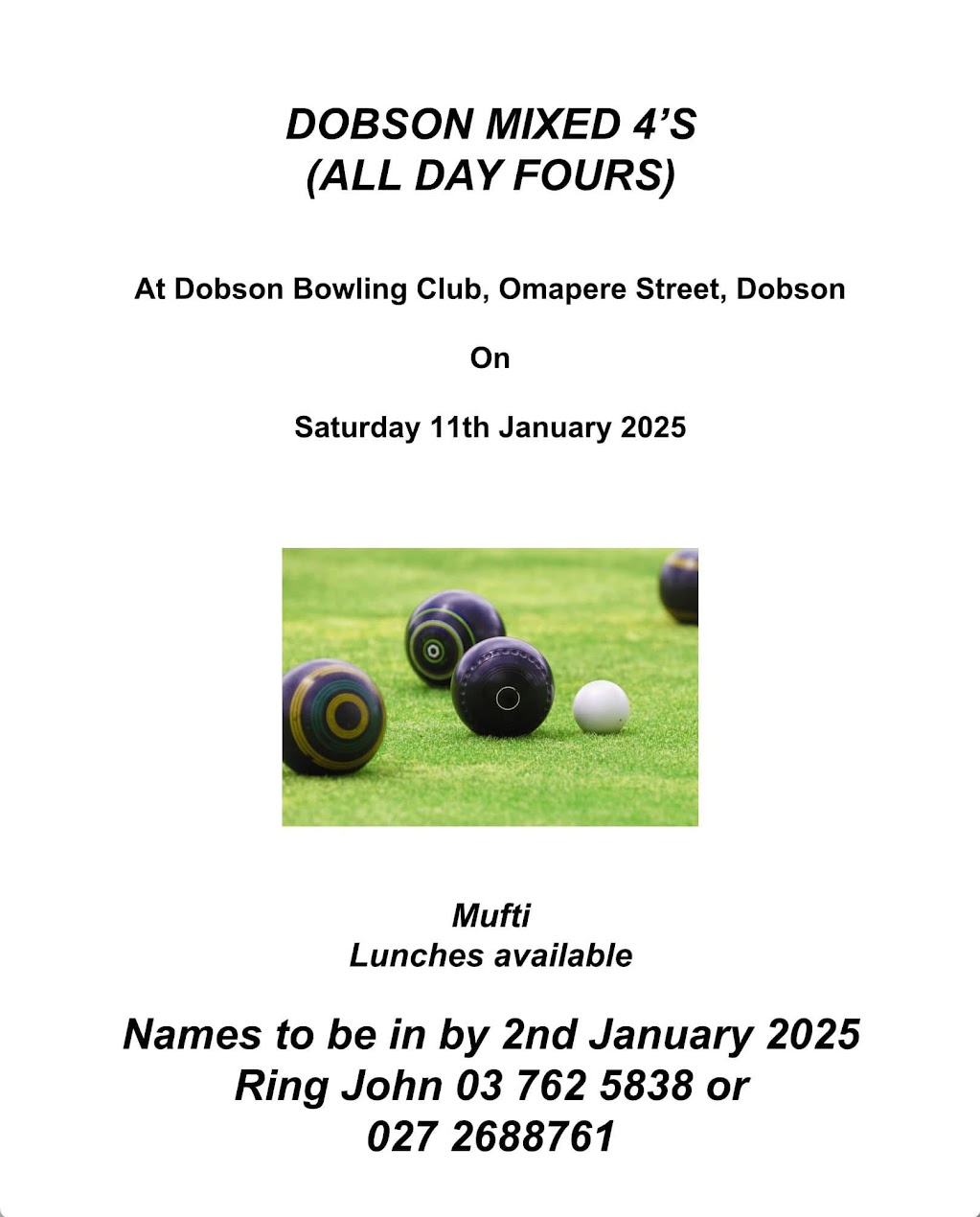 Dobson Mixed Fours flyer