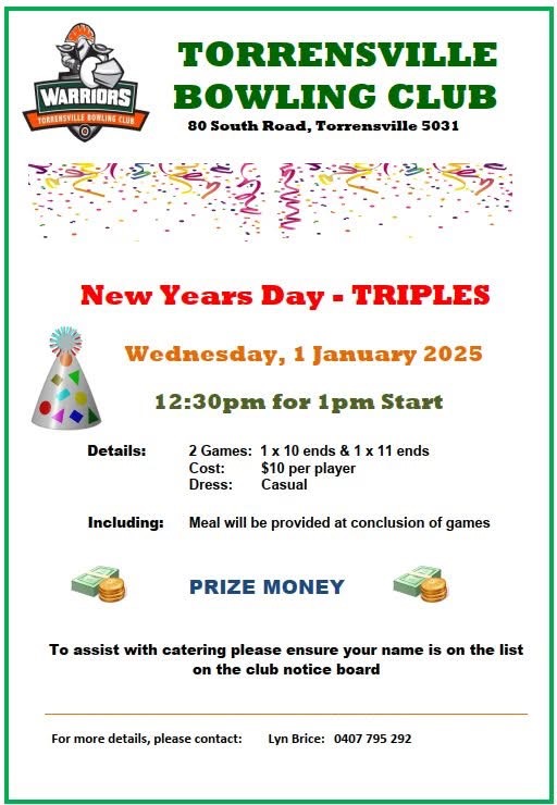 New Years Day Triples flyer