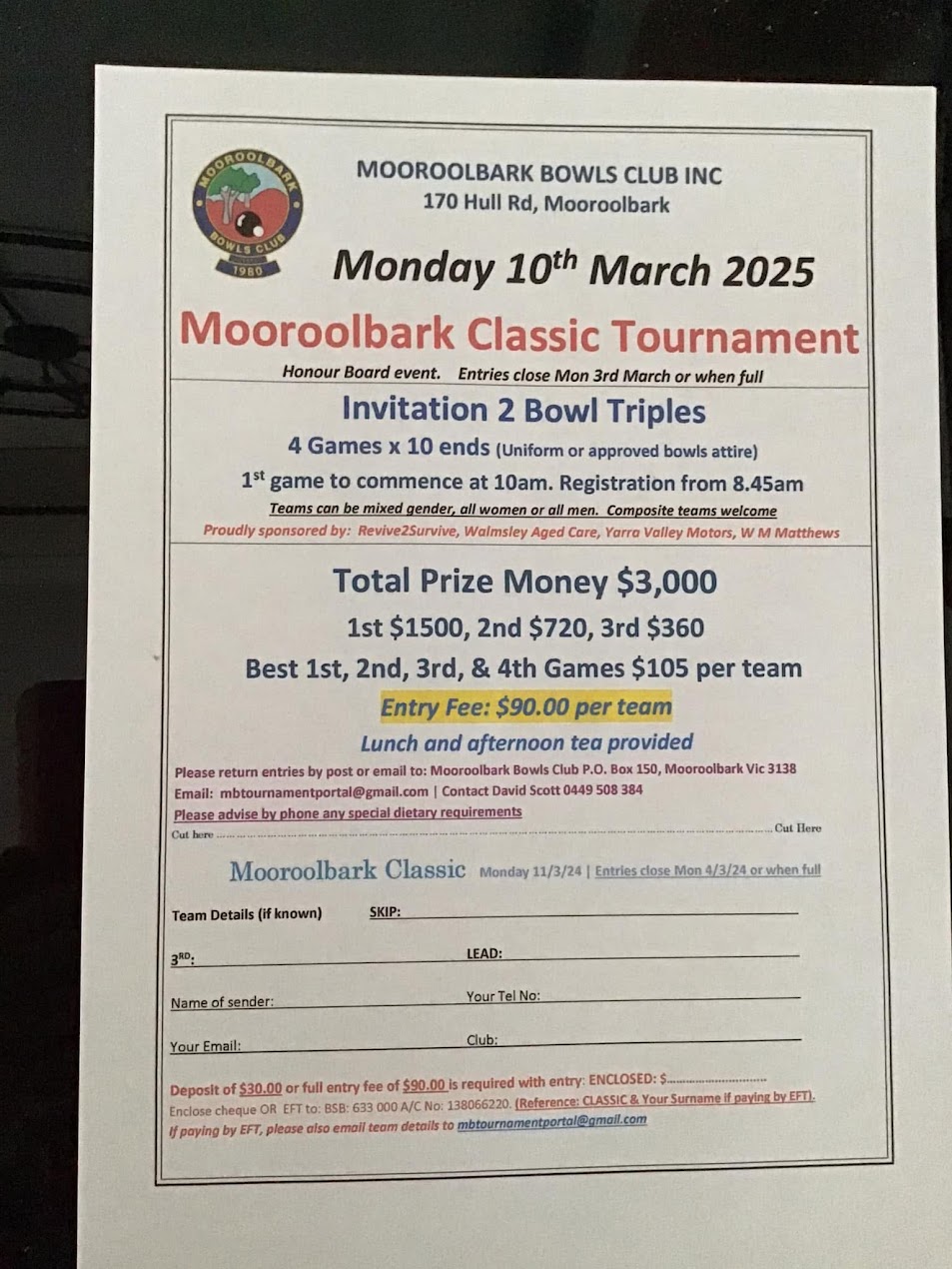 Mooroolbark Classic Tournament flyer