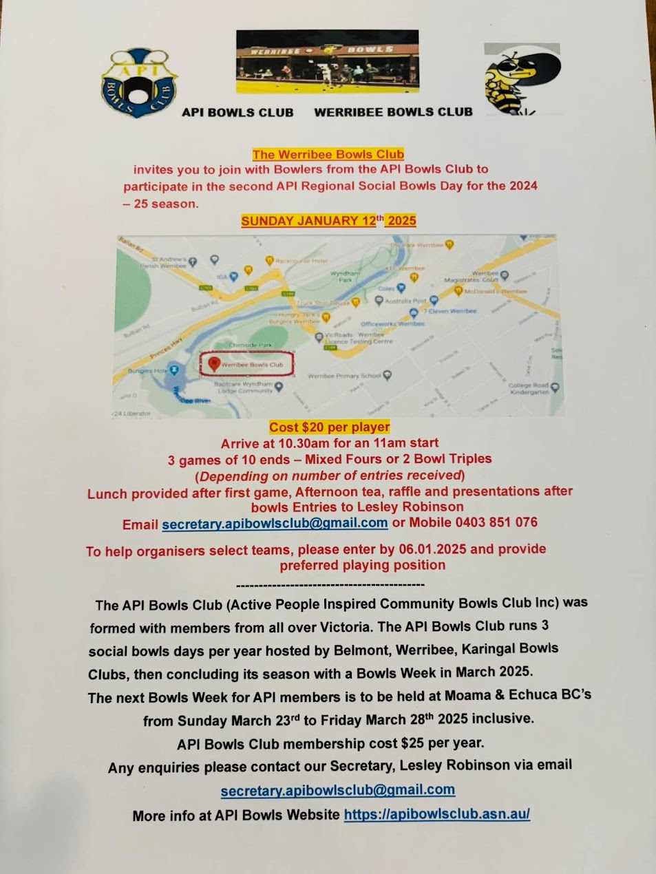 API Social Regional Bowls Day