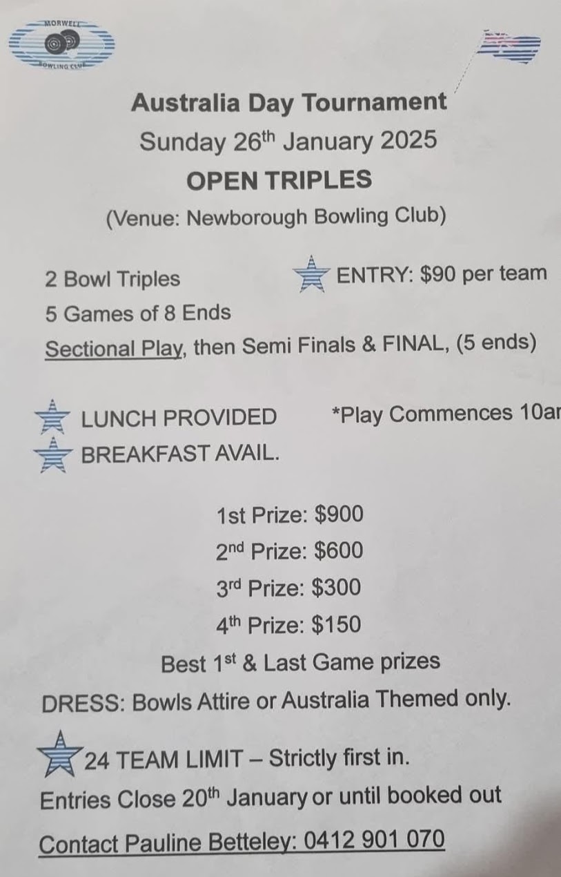 Australia Day Open Triples flyer