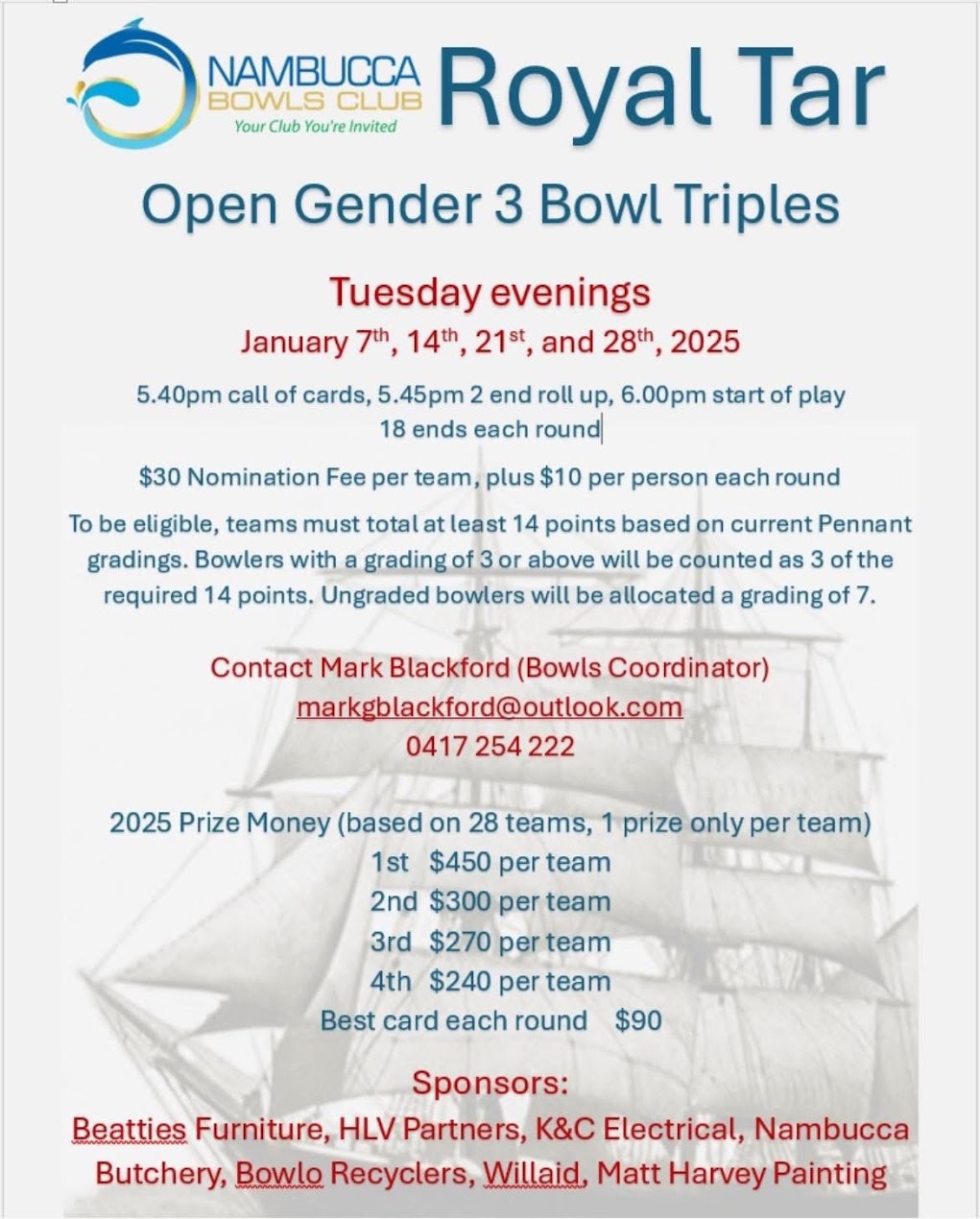 Open Gender 3 Bowl Triples flyer