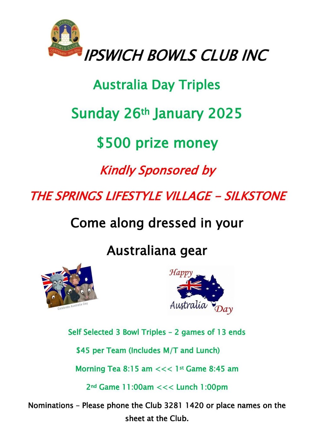 Australia Day Triples flyer
