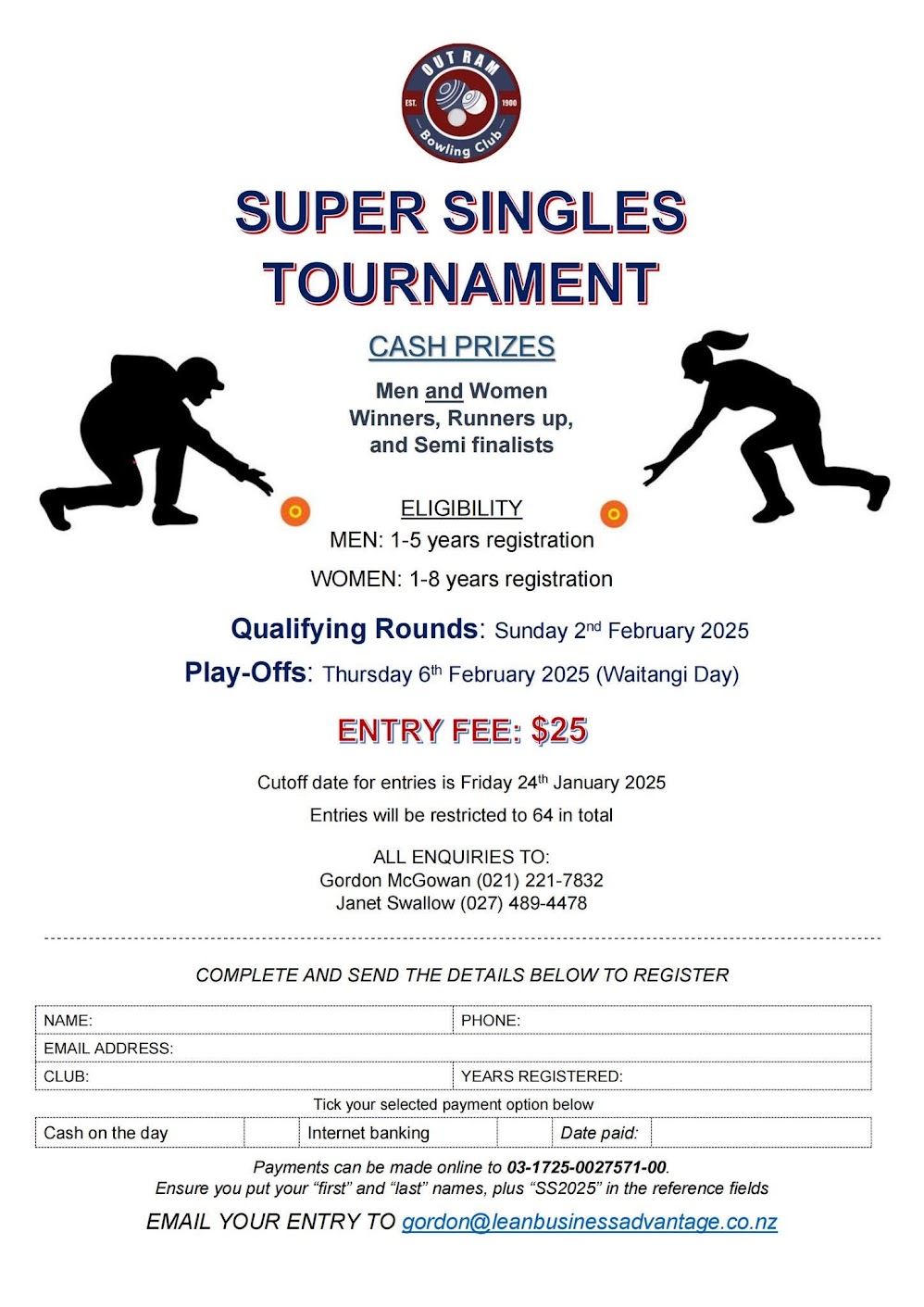 Super Singles Tournament flyer