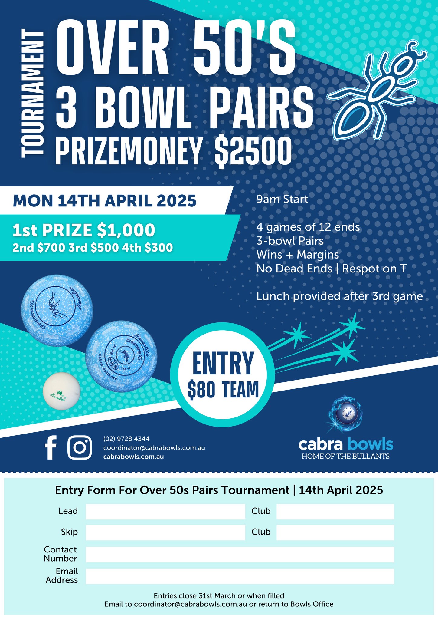 Over 50s 3 Bowl Pairs
