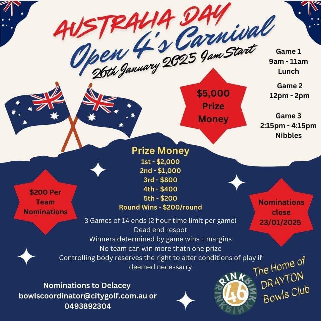 Australia Day Open 4s Carnival flyer