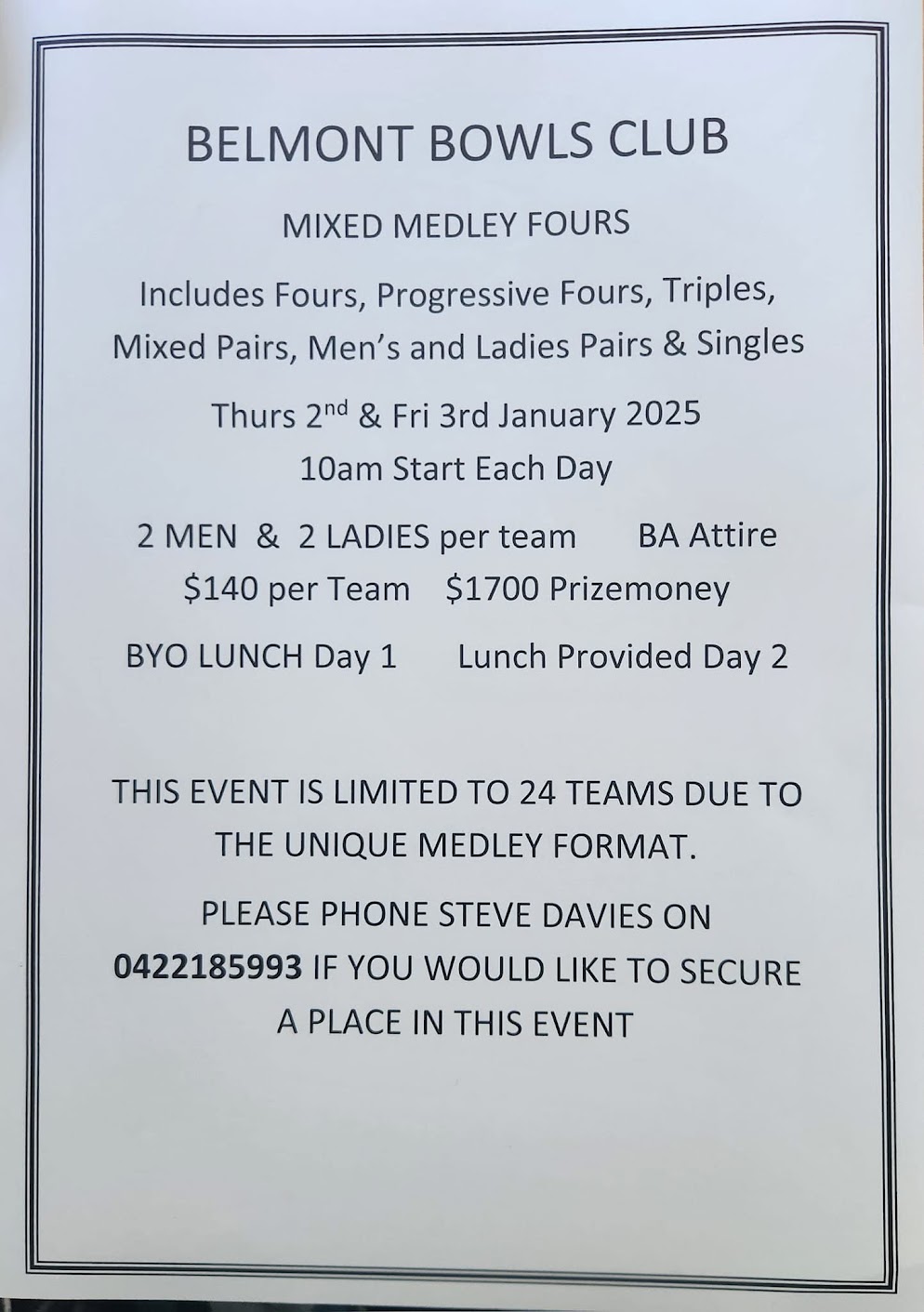 Mixed Medley Fours flyer