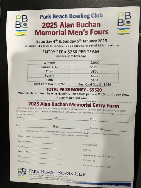 Alan Buchan Memorial Mens Fours flyer