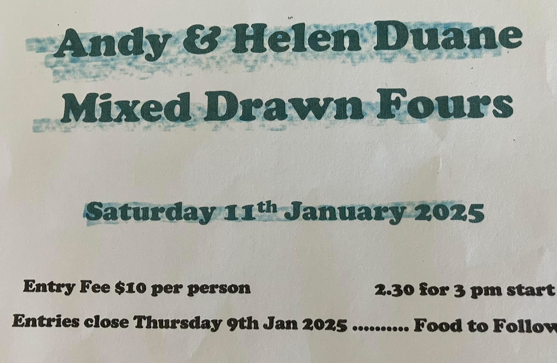 Andy & Helen Duane Mixed Drawn Fours