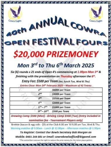 Cowra Open Festival Fours flyer