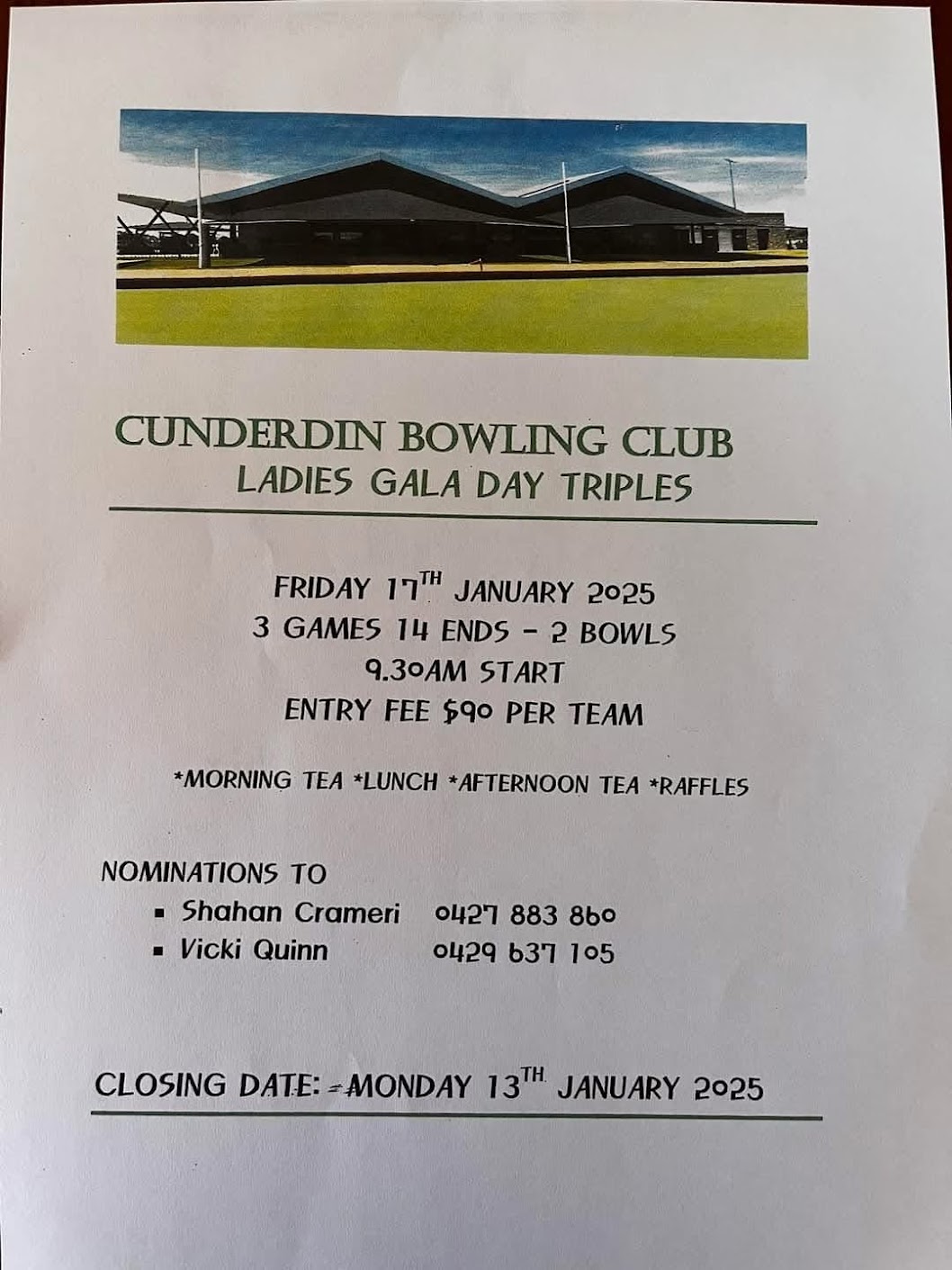 Ladies Gala Day Triples flyer
