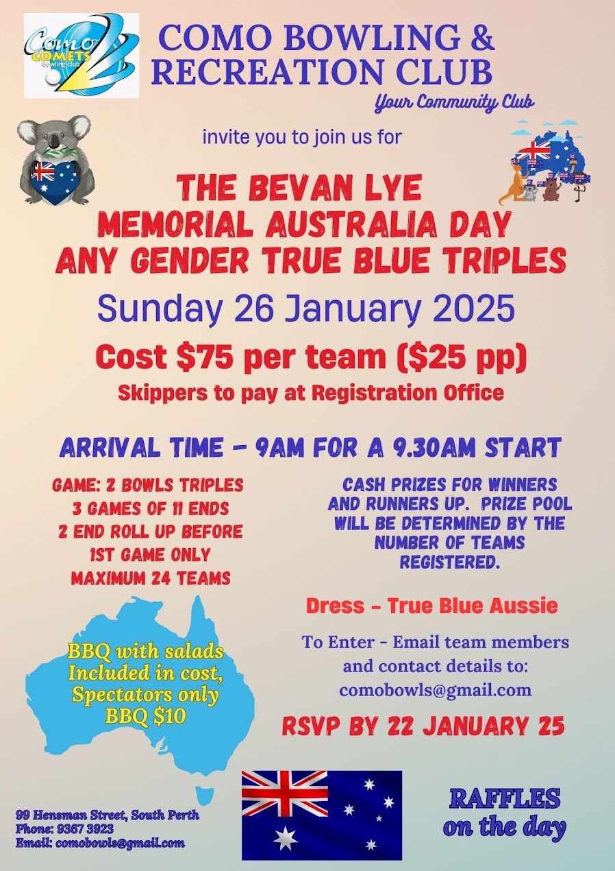 Bevan Lye Memorial Australia Day flyer