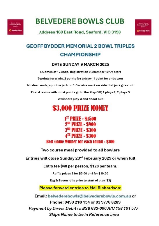 Geoff Bydder Memorial Triples