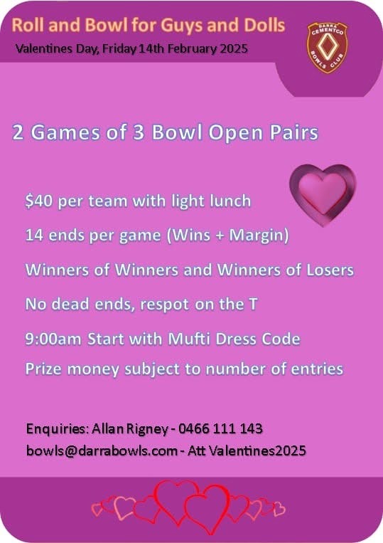Roll & Bowls for Guys & Dolls