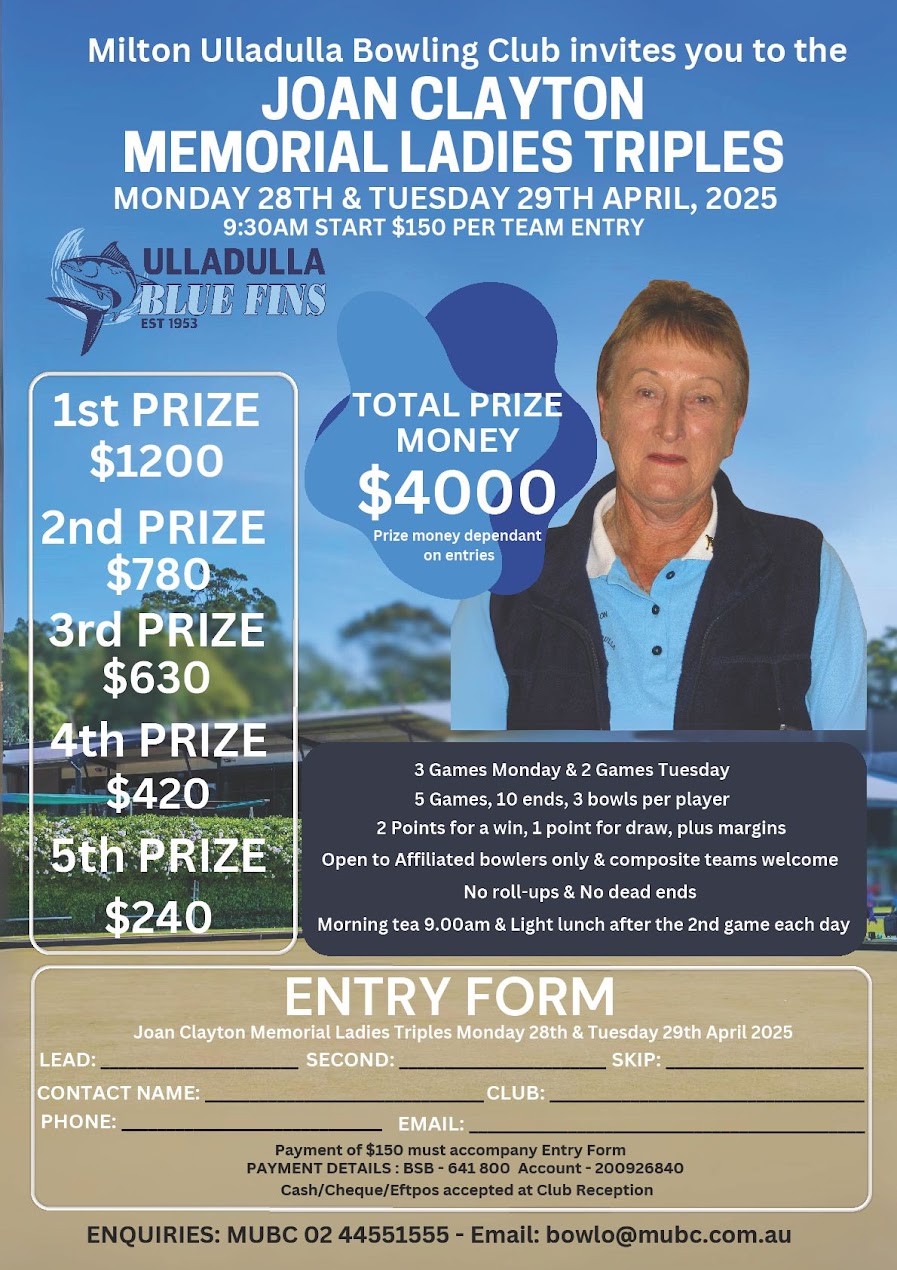 Joan Clayton Memorial Ladies Triples flyer