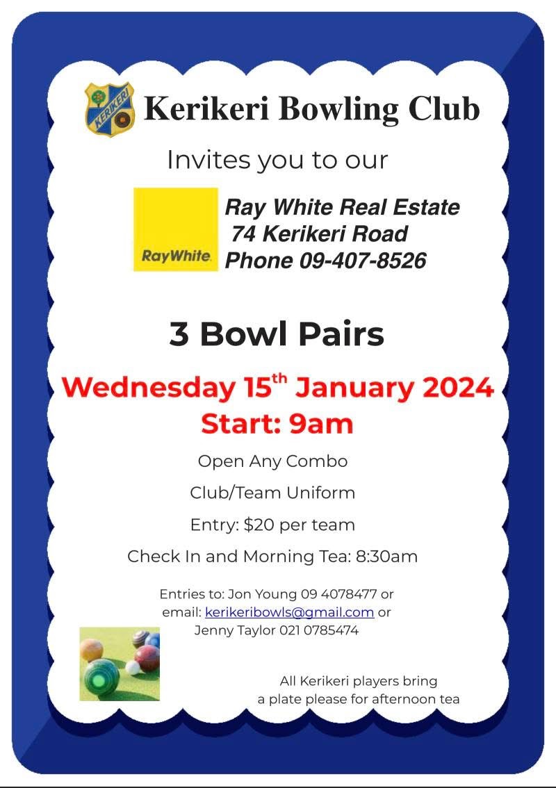 Ray White 3 Bowl Pairs flyer