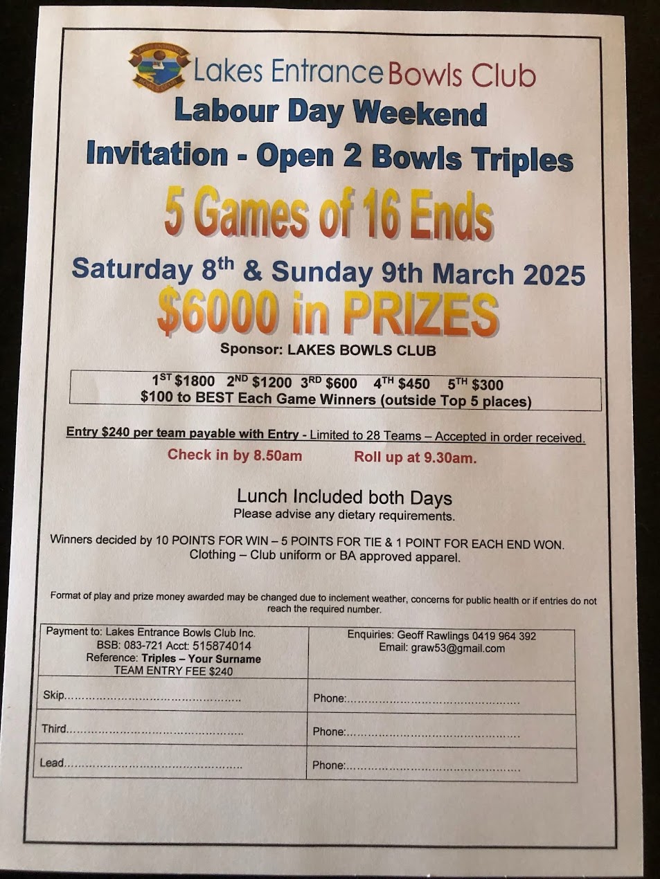 Labour Day Weekend Triples