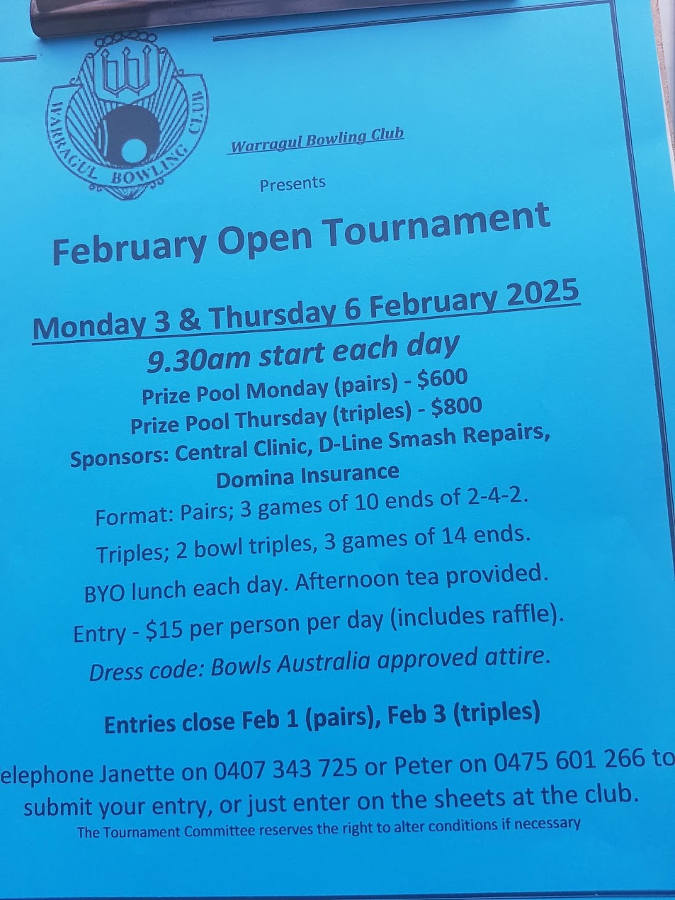February Open Tournament flyer