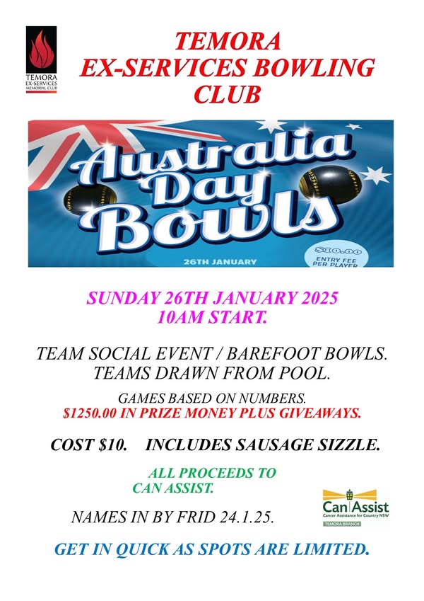 Australia Day Bowls flyer