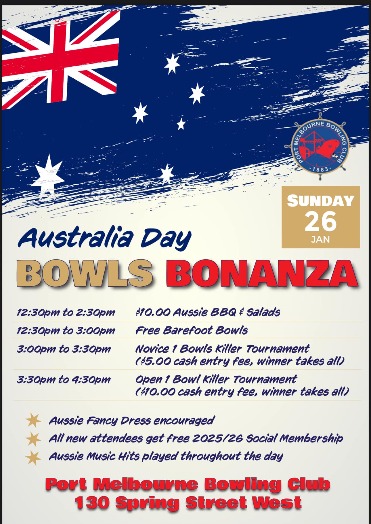 Australia Day Bowls Bonanza flyer
