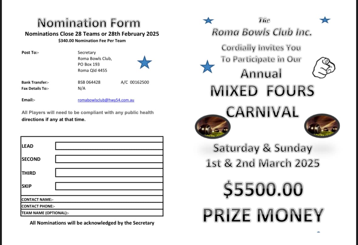 Annual Mixed Fours Tournament