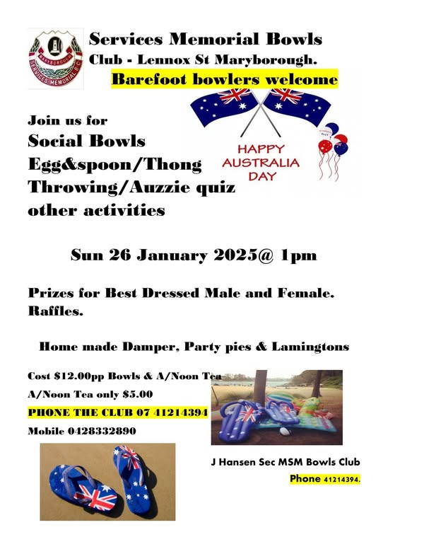 Australia Day Bowls & More flyer