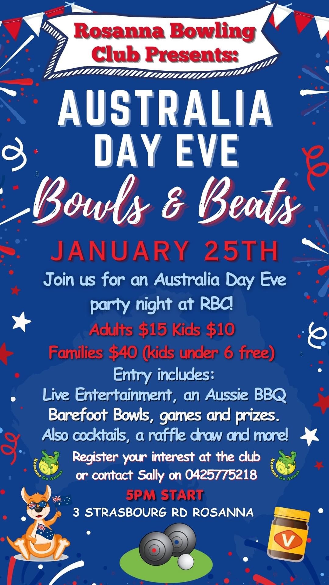 Australia Day Eve Bowls & Beats flyer