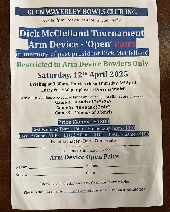Dick McClelland Arm Device Open Pairs