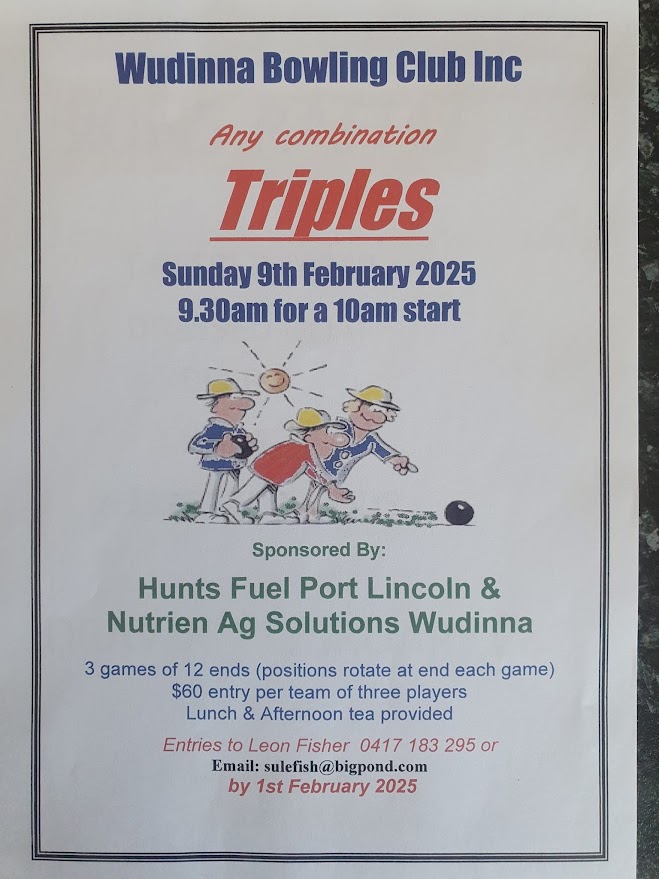 Wudinna Any Combination Triples flyer
