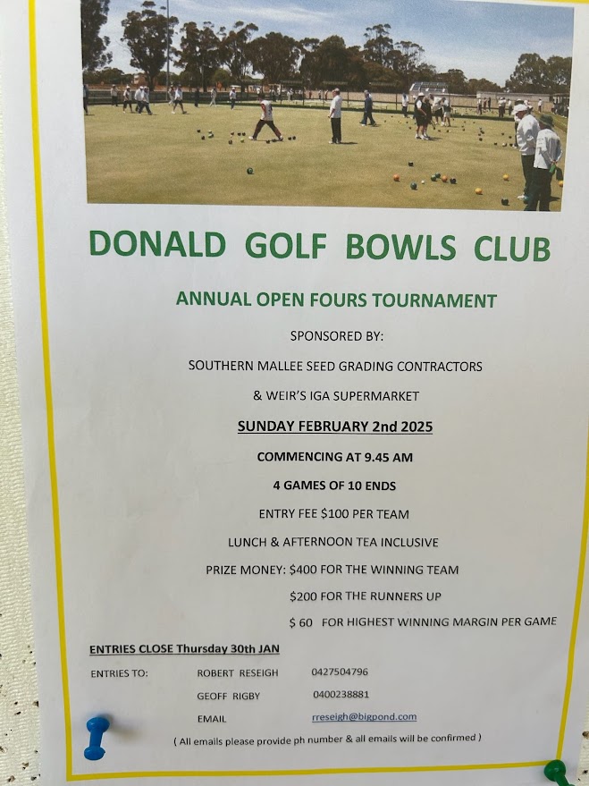 Annual Open Fours Tournament flyer