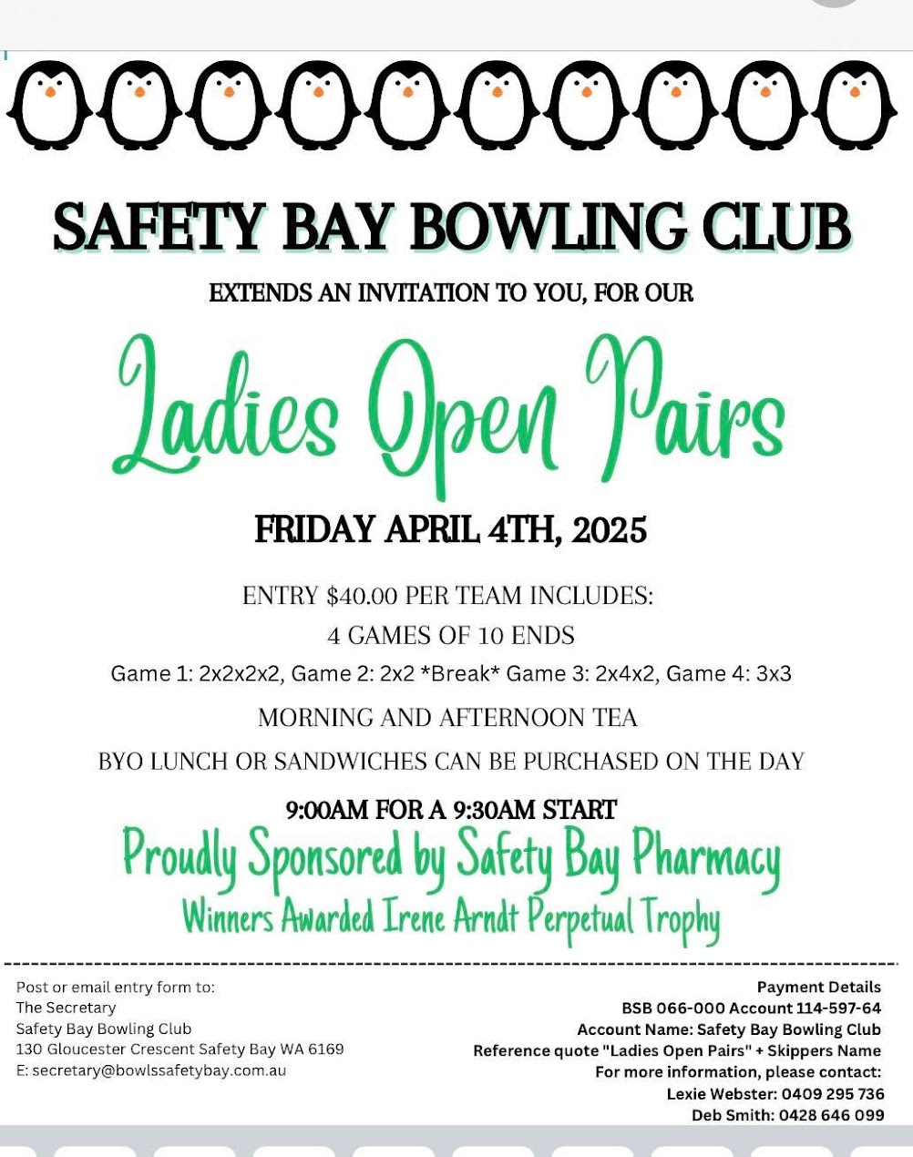Ladies Open Pairs flyer