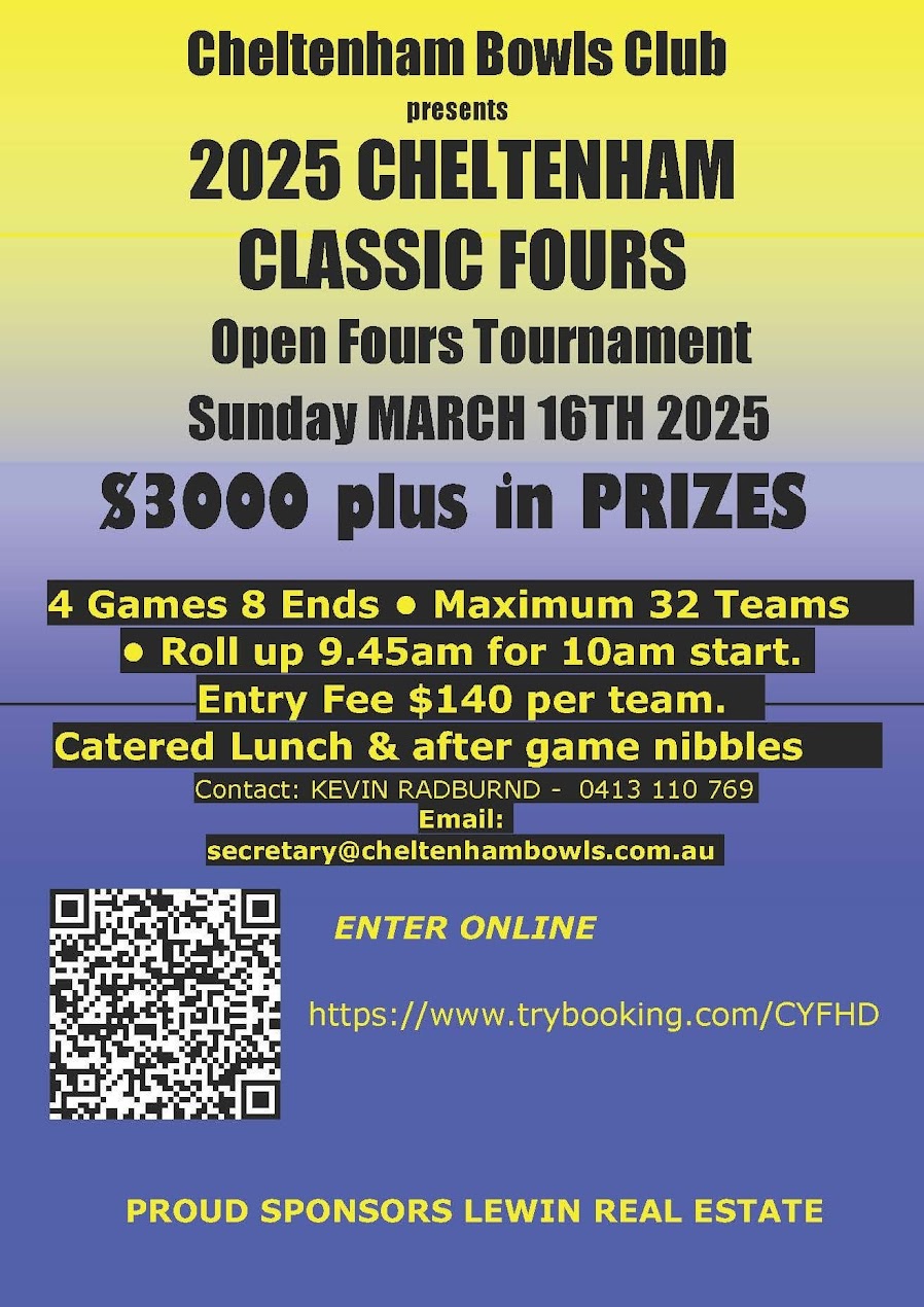 2025 Cheltenham Classic Fours flyer