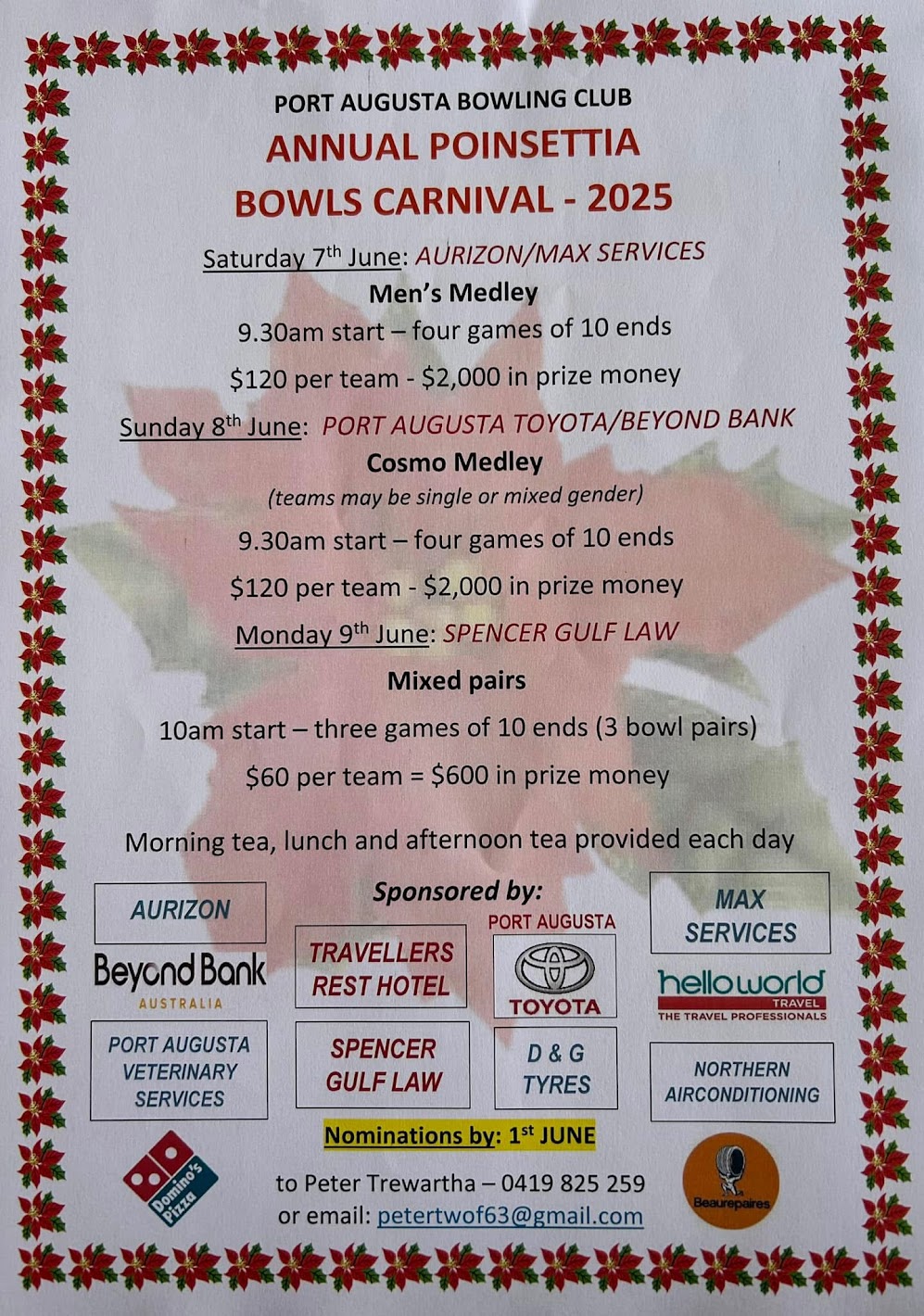 Annual Poinsettia Carnival – Mens Medley flyer