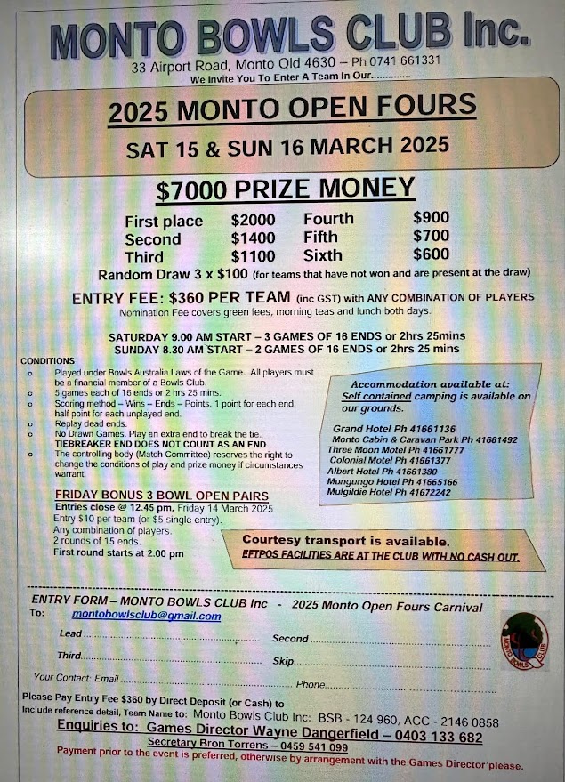 2025 Monto Open Fours flyer