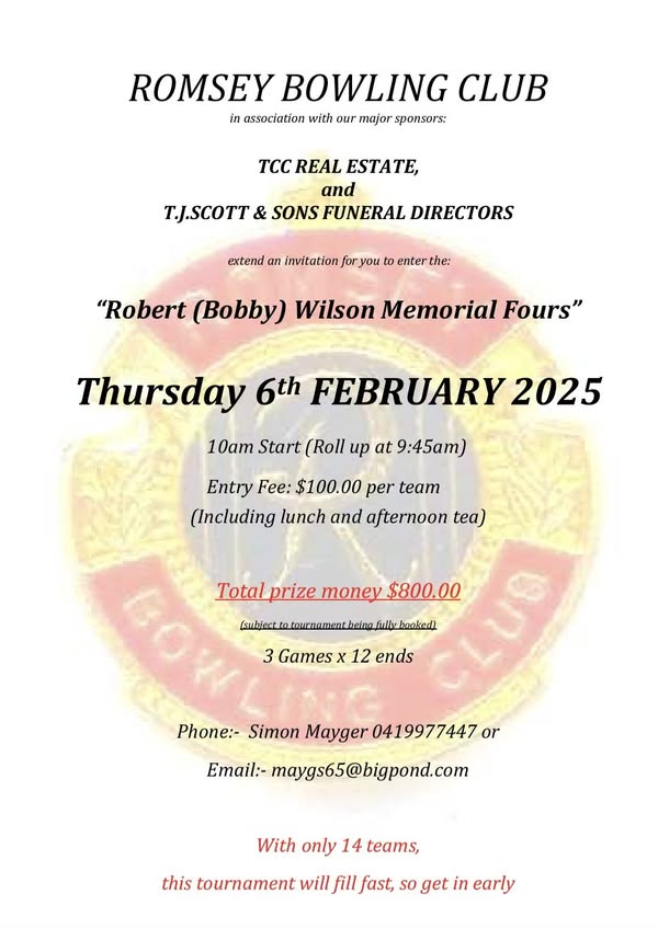 Robert Wilson Memorial Pairs flyer