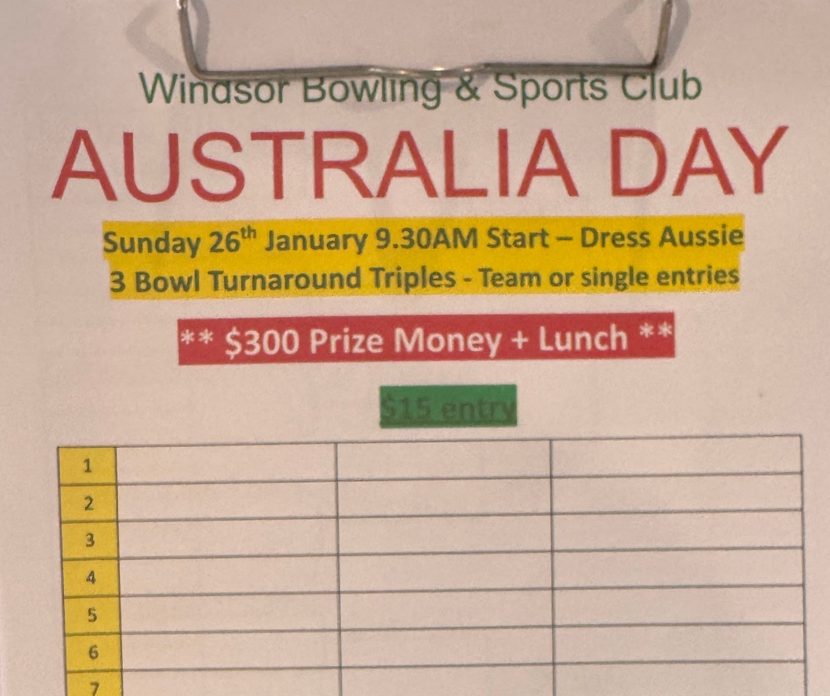 Australia Day Turnaround Triples flyer