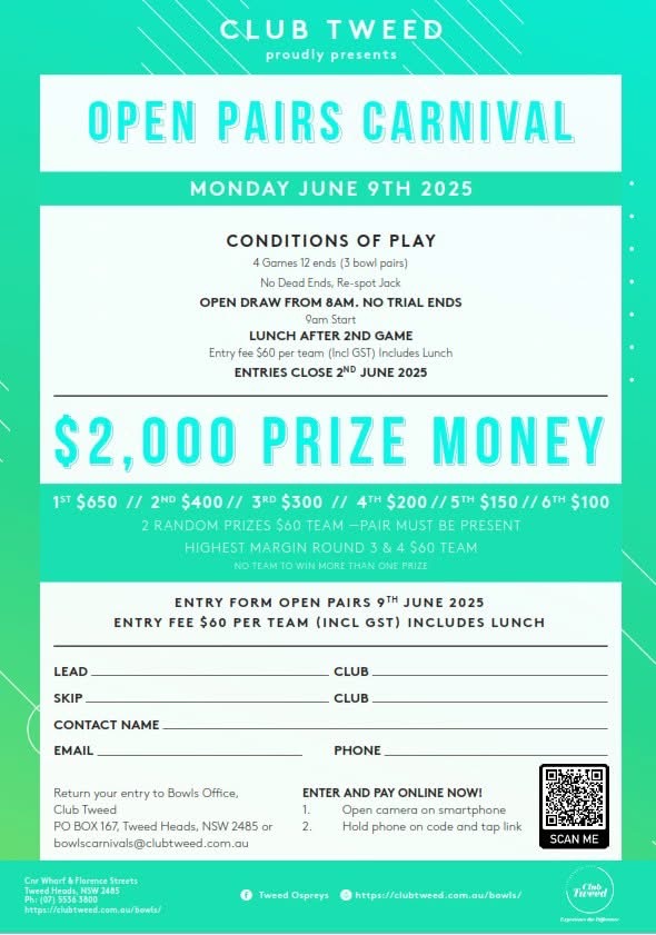 Open Pairs Carnival flyer