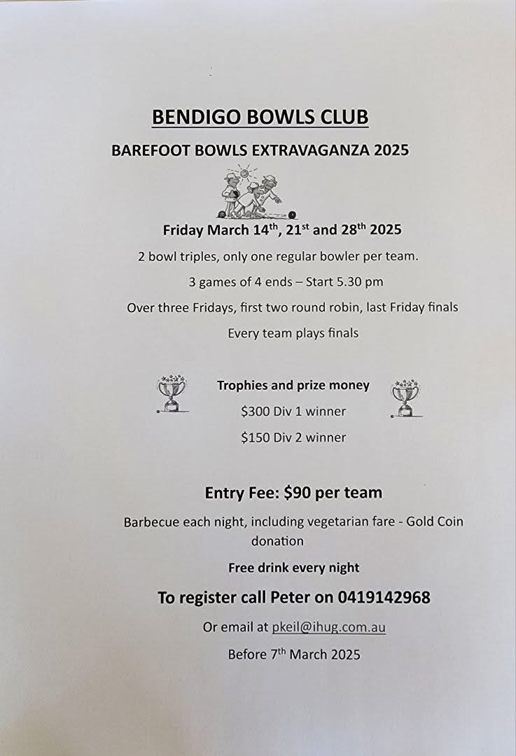 Barefoot Bowls Extravaganza flyer