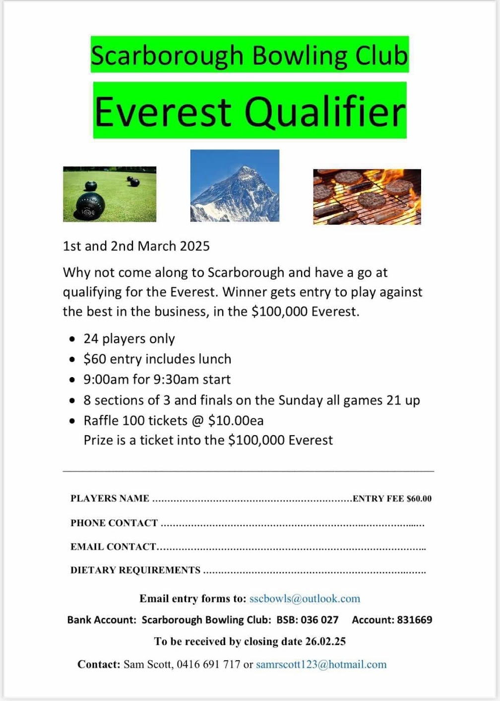 SSC Bowls Everest Qualifier flyer
