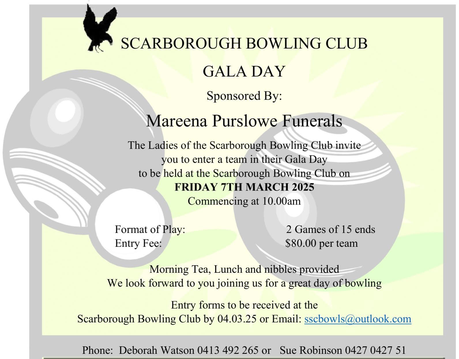 SSC Bowls Gala Day flyer
