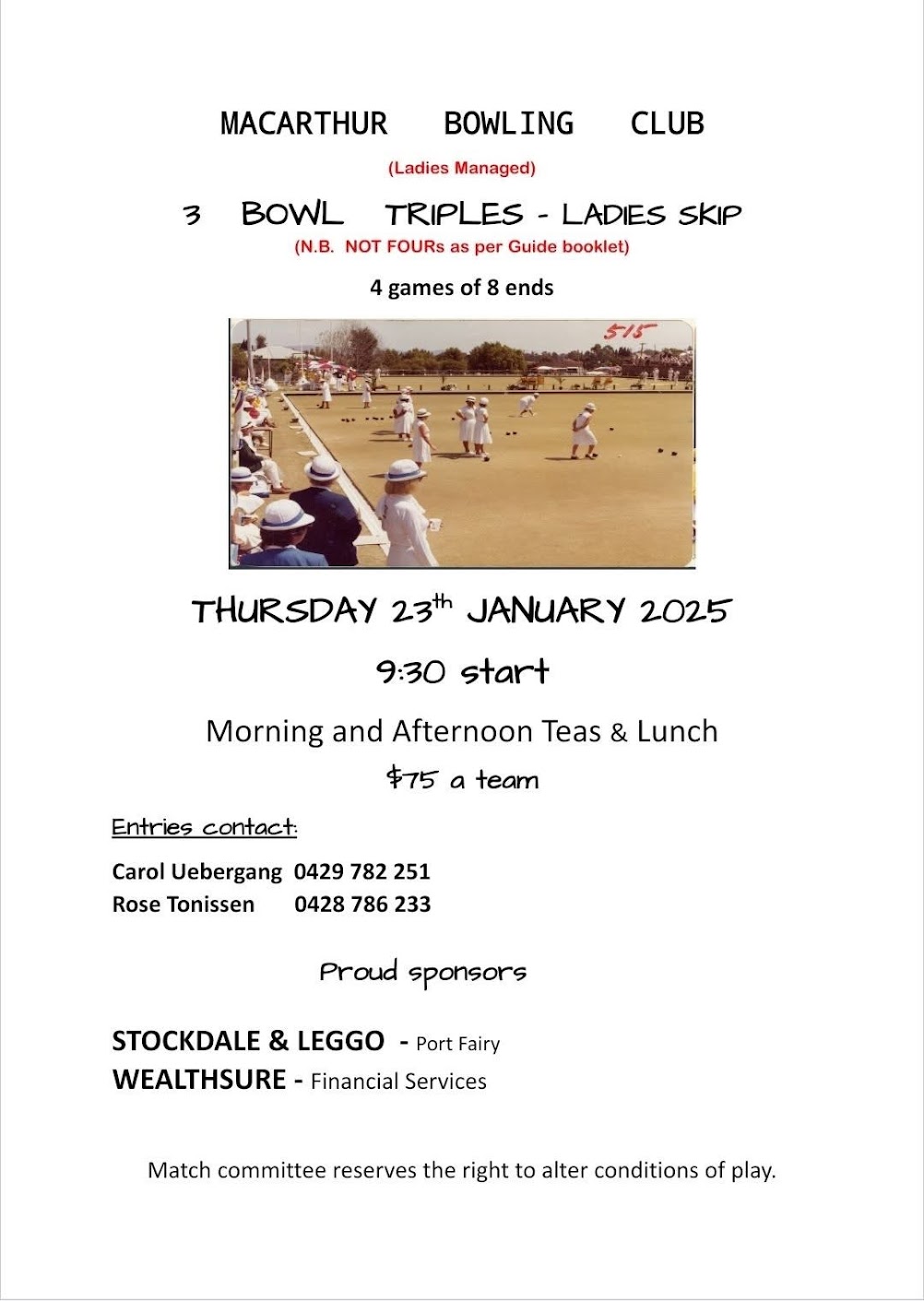 3 Bowl Triples Ladies Skip flyer