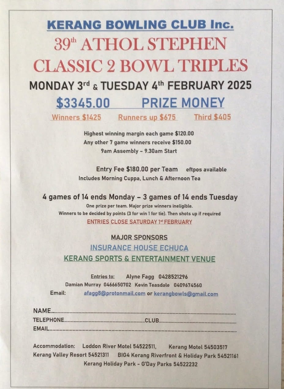 39th Athol Stephen Classic Triples flyer