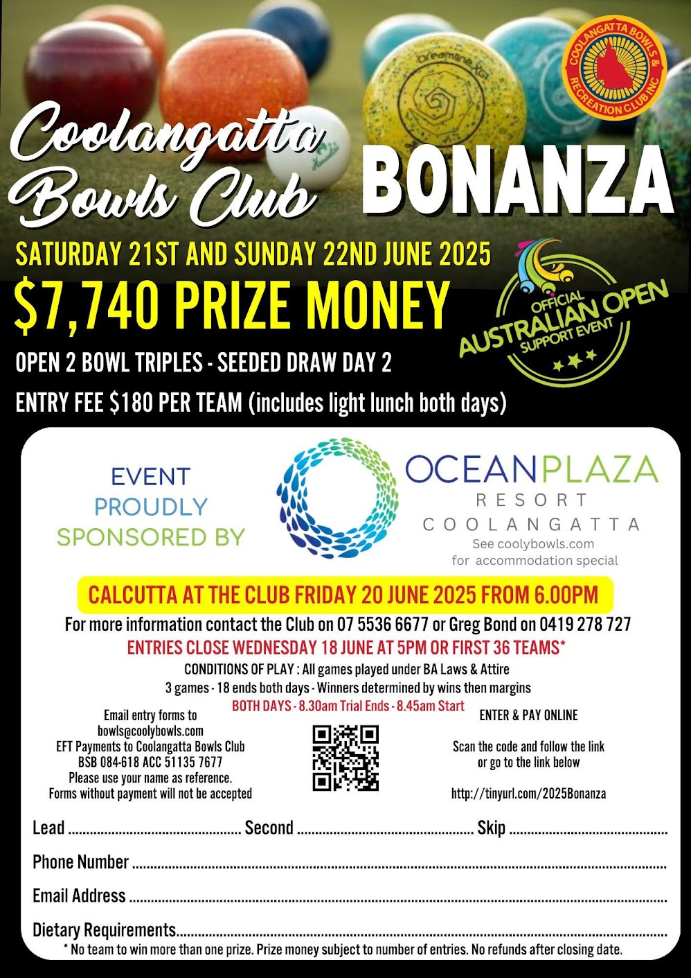 Coolangatta Bowls Bonanza flyer
