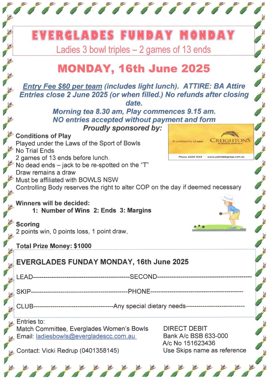 Everglades Funday Monday flyer