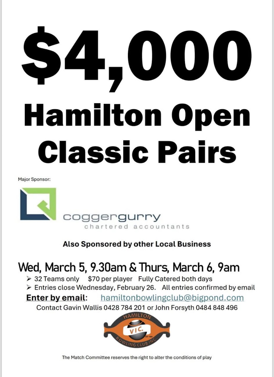 Hamilton Open Classic Pairs flyer