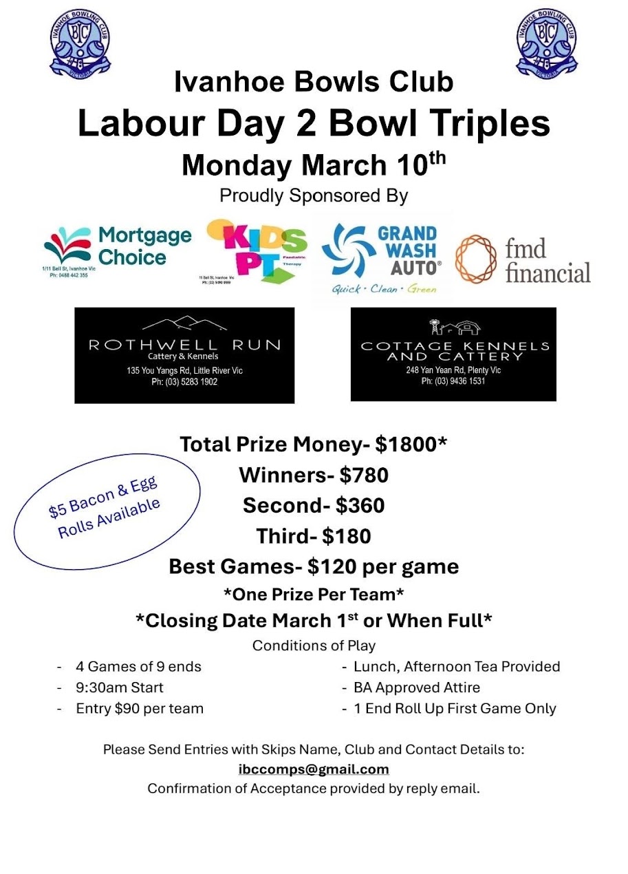 Labour Day 2 Bowl Triples flyer