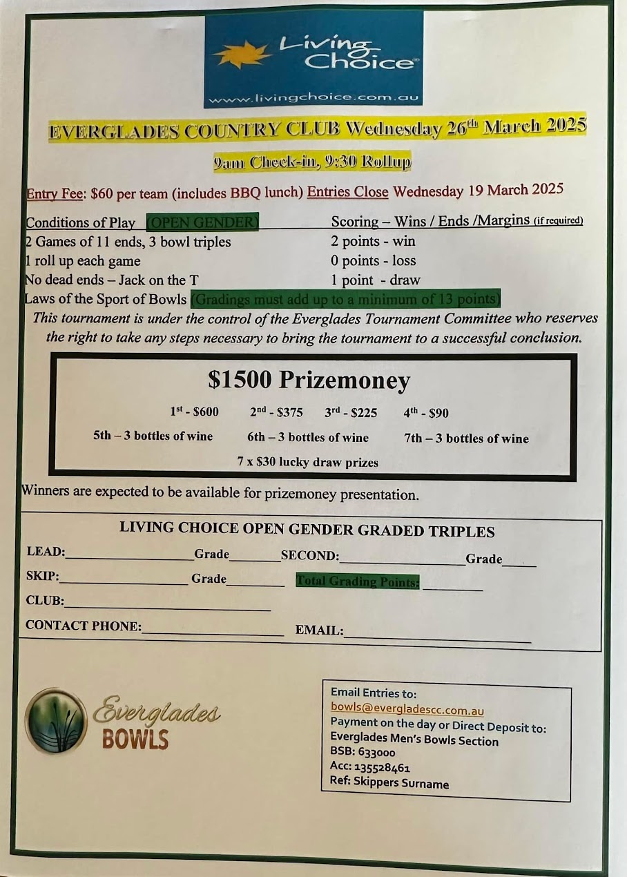 Living Choice Graded Triples flyer